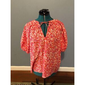 House of Harlow 1960 Pink Martine Print Puff Sleeve Blouse, L